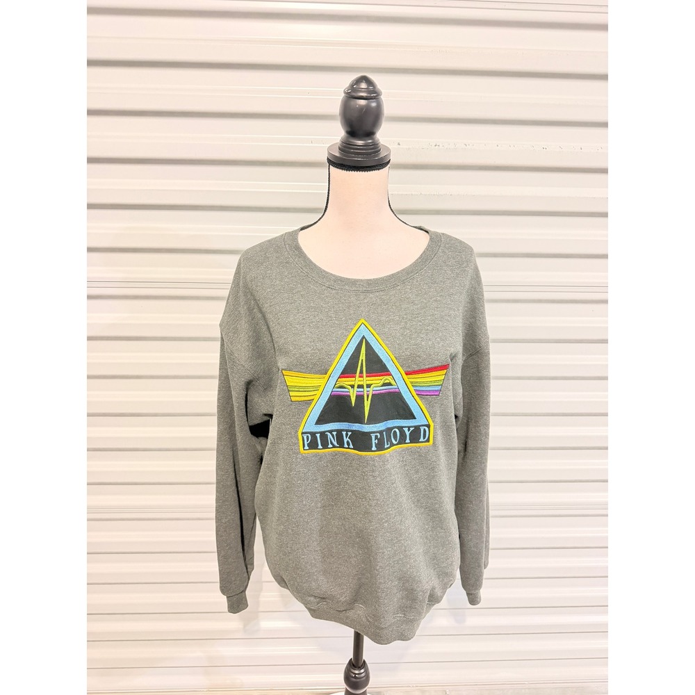 Pink Floyd Sweatshirt Unisex Medium Grey Dark Side of the Moon Chenille Patch